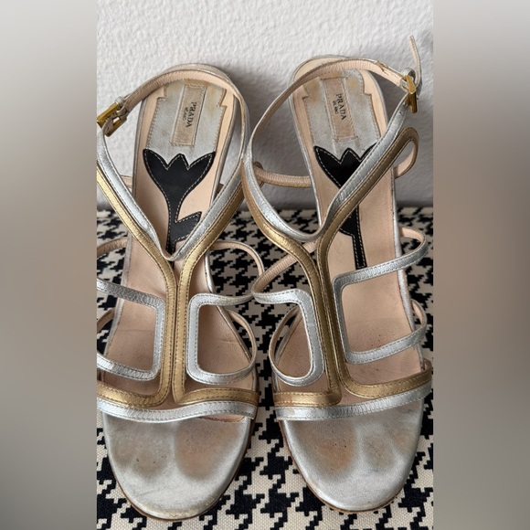 Prada Women's Metallic Strappy Sandals - Picture 8 of 8